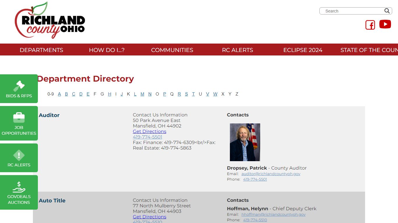 Richland County Ohio - Departments - EvoGov Demo Website